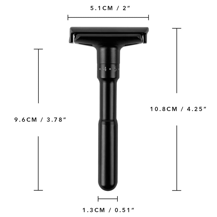 QShave Luxurious Black Adjustable Safety Razor
