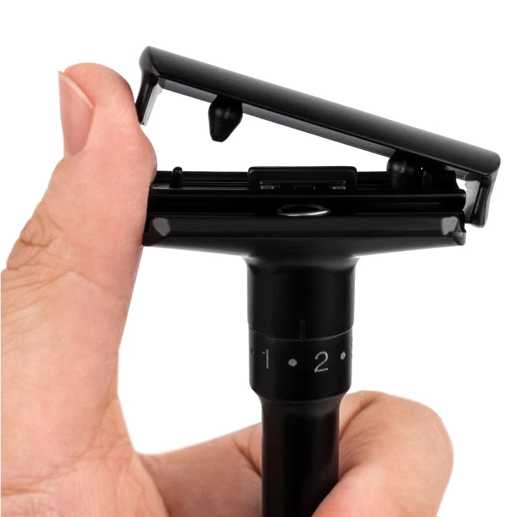 QShave Luxurious Black Adjustable Safety Razor