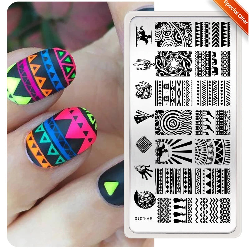 BORN PRETTY Church Window Nail Stamping Plates Butterfly Necklace Floral Line Nail Art Templates Printing Image