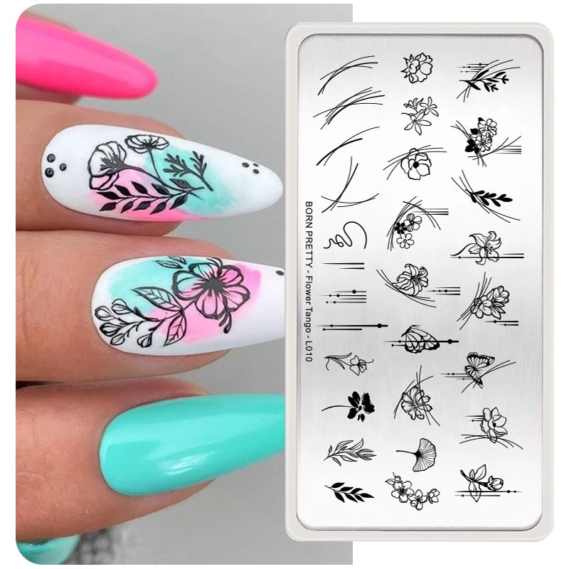 BORN PRETTY Church Window Nail Stamping Plates Butterfly Necklace Floral Line Nail Art Templates Printing Image