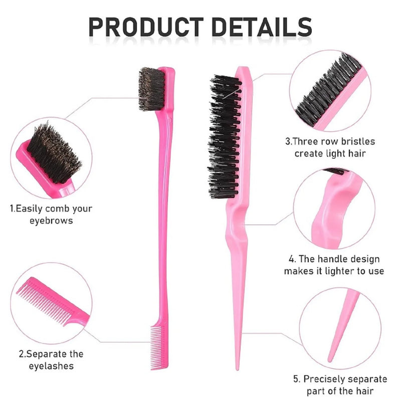 3Pcs Slick Back Hair Brush Set Teasing Hair Brush