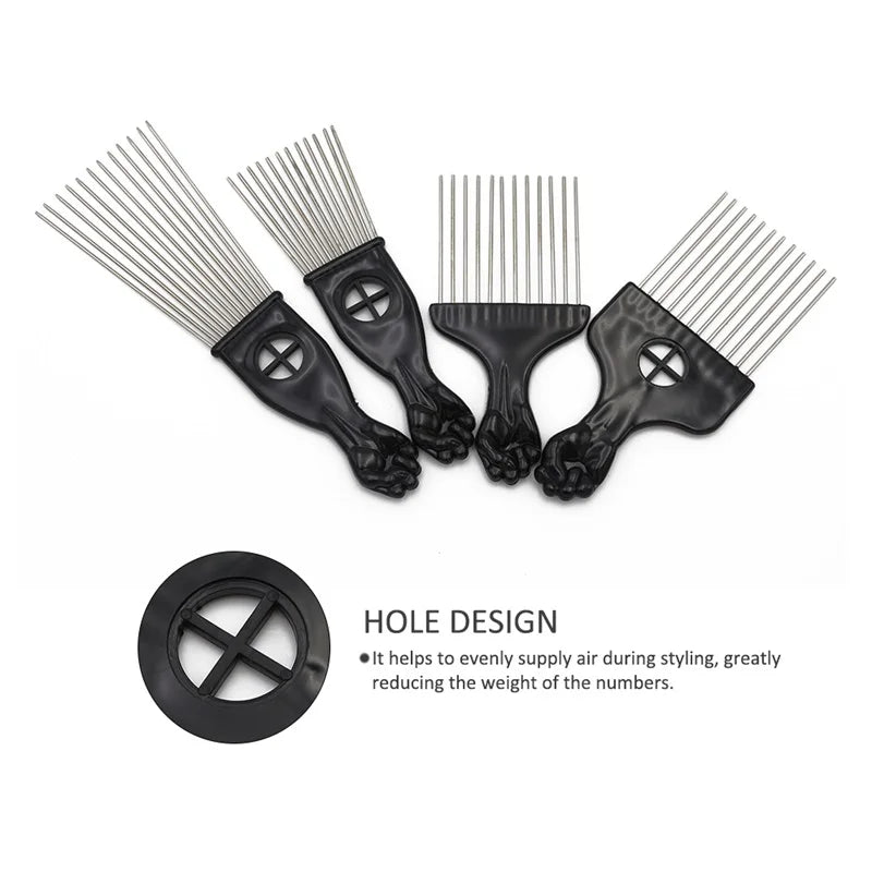 1 Piece Afro Fork Comb Stainless Steel Wide
