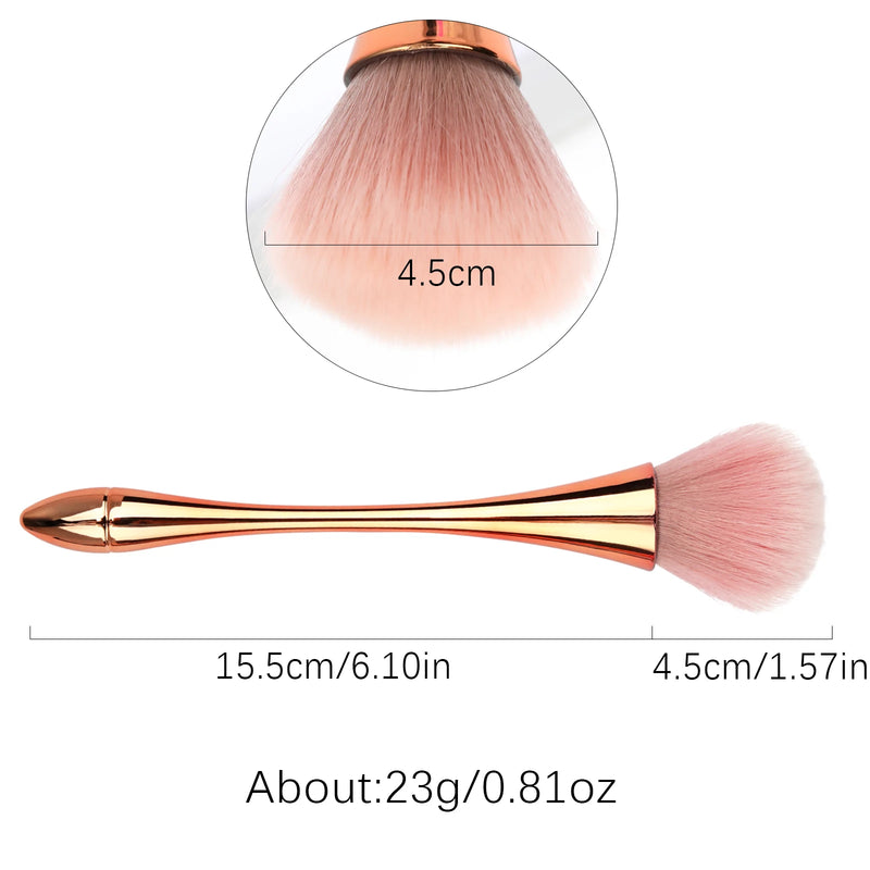 1pcs Rose Gold Powder Nail Dusting BrushSmall Waist Soft Head Makeup Removerl
