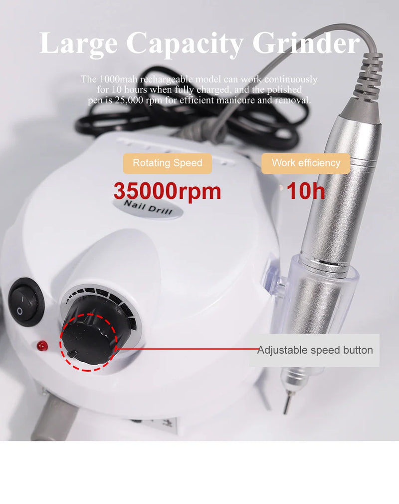 35000RPM Electric Nail Drill Professional Manicure Machine Nail Sander