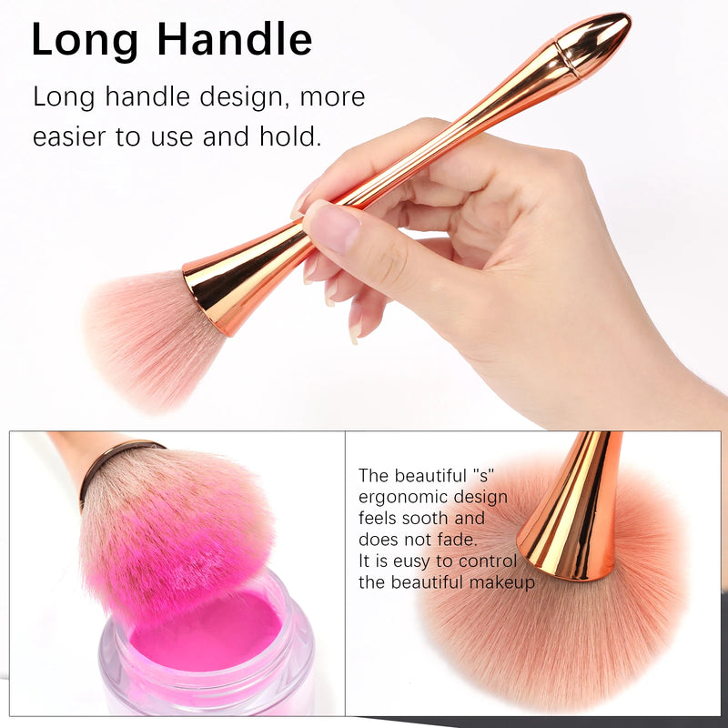 1pcs Rose Gold Powder Nail Dusting BrushSmall Waist Soft Head Makeup Removerl