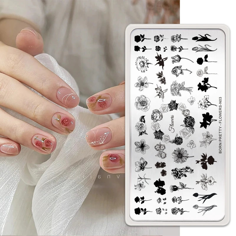 BORN PRETTY Church Window Nail Stamping Plates Butterfly Necklace Floral Line Nail Art Templates Printing Image