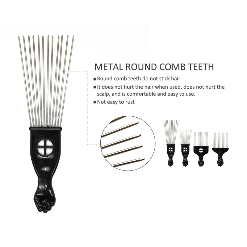 1 Piece Afro Fork Comb Stainless Steel Wide