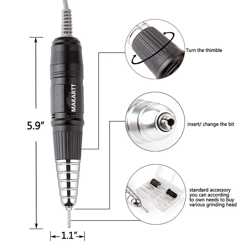 Makartt Up200 Nail Drill Handpiece 3 Pins Professional E File 30000RPM for Nail Drill
