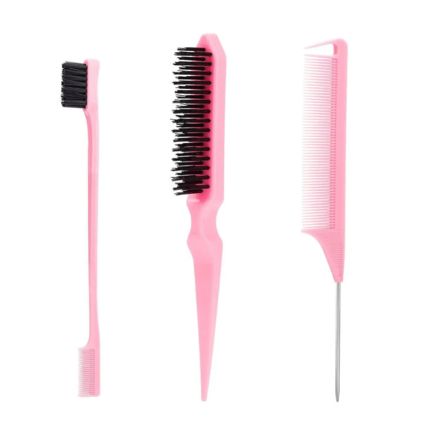 3Pcs Slick Back Hair Brush Set Teasing Hair Brush