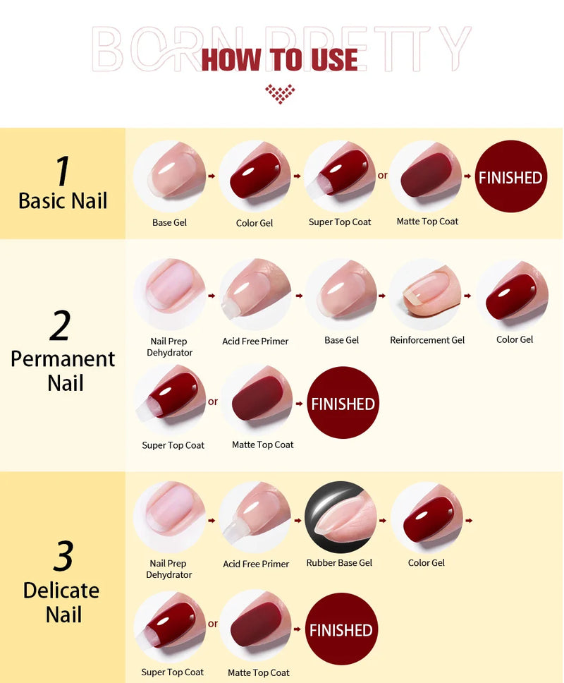 BORN PRETTY 10ml Base Gel Top Coat Rubber Gel Reinforcement Gel