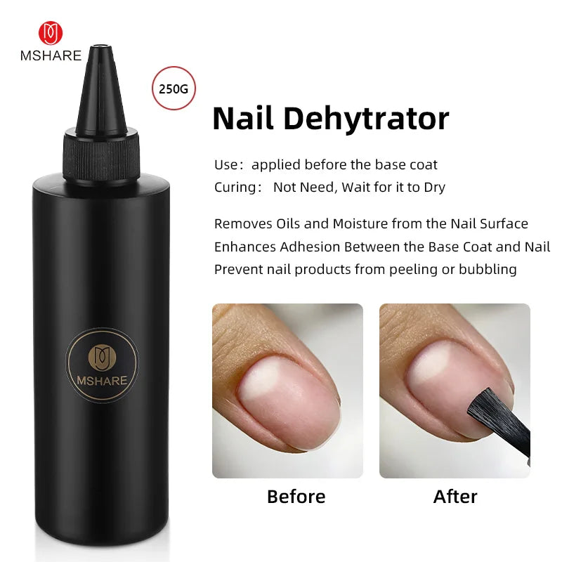 MSHARE Nail Prep Dehydrator Acid Free Air Dry Acid Free Primer Liquid Fit For Acrylic Nails 250ml