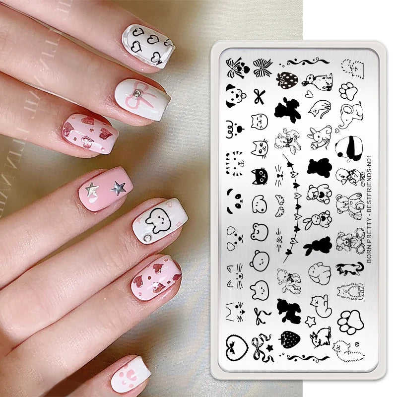 BORN PRETTY Church Window Nail Stamping Plates Butterfly Necklace Floral Line Nail Art Templates Printing Image