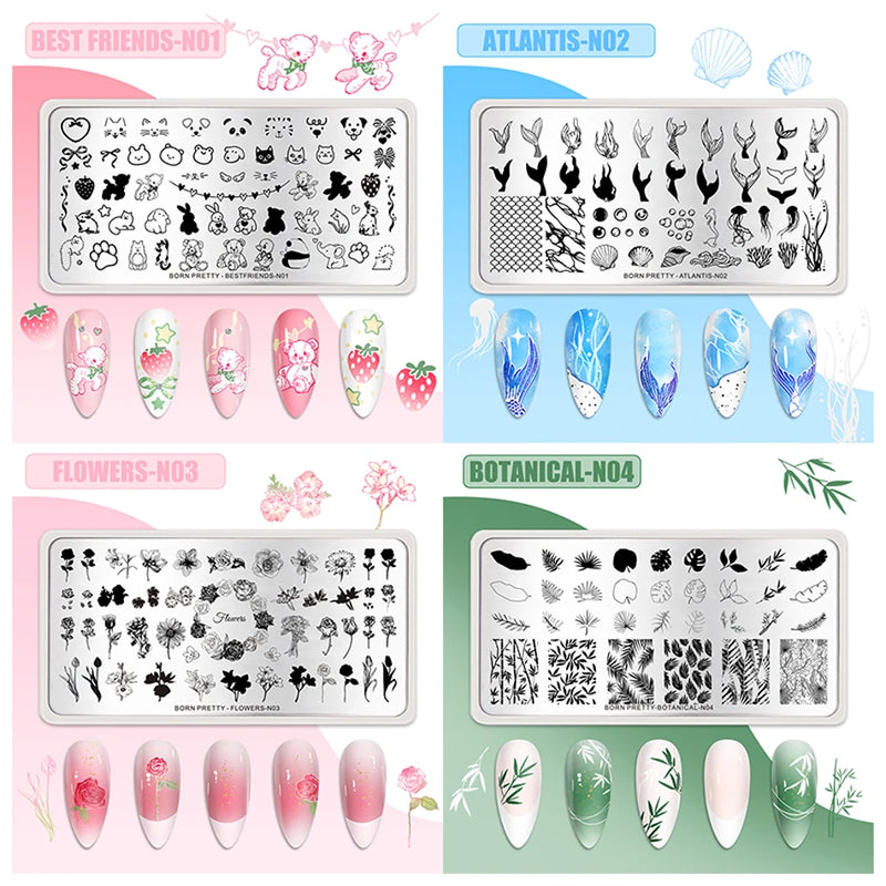BORN PRETTY Church Window Nail Stamping Plates Butterfly Necklace Floral Line Nail Art Templates Printing Image