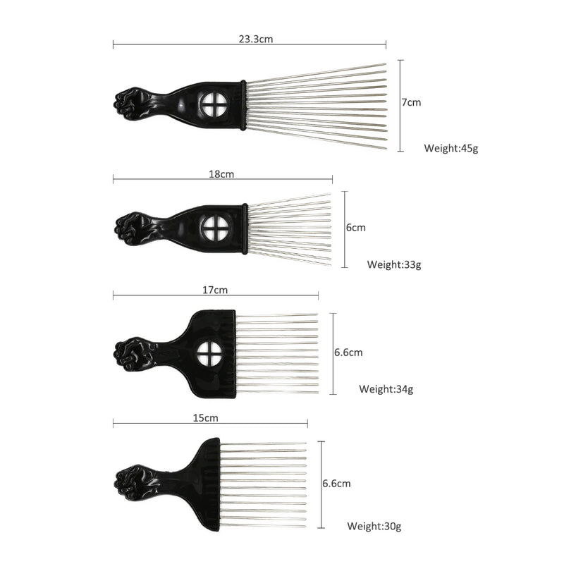 1 Piece Afro Fork Comb Stainless Steel Wide
