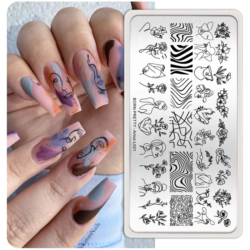 BORN PRETTY Church Window Nail Stamping Plates Butterfly Necklace Floral Line Nail Art Templates Printing Image