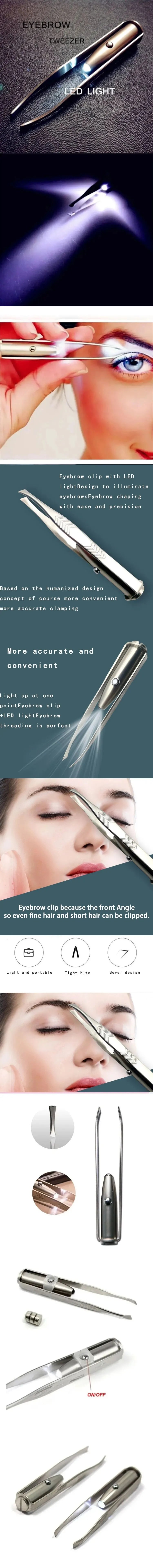 Eyebrow Hair Remove Tweezer With LED Light Makeup Tool