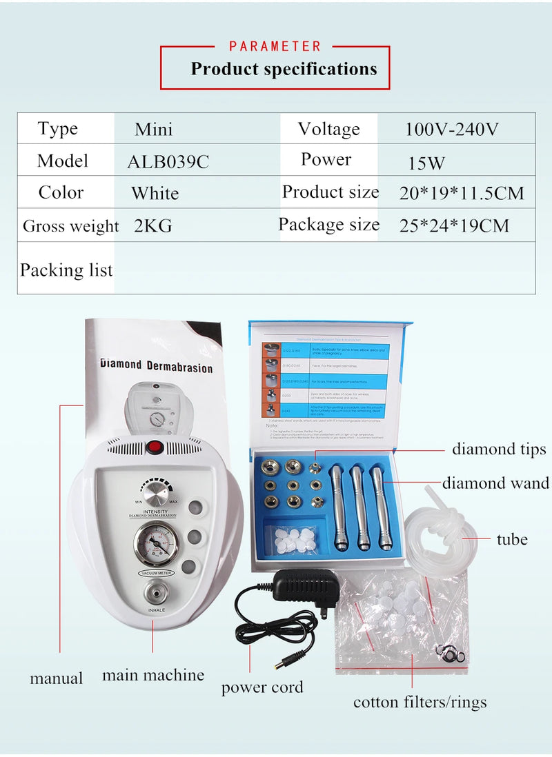 Facial Diamond Dermabrasion Machine Portable Blackhead