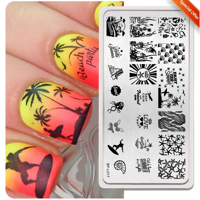 BORN PRETTY Church Window Nail Stamping Plates Butterfly Necklace Floral Line Nail Art Templates Printing Image