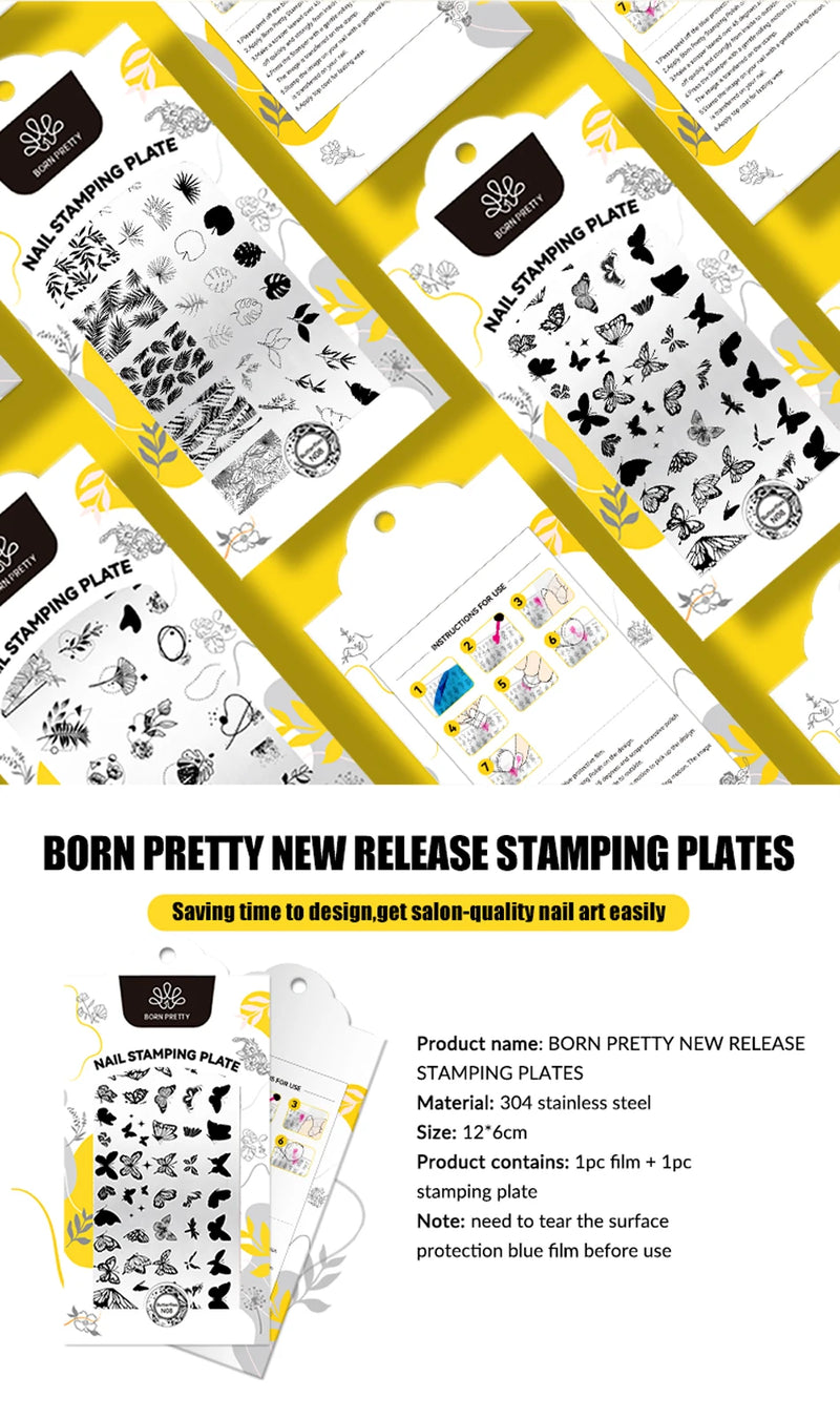 BORN PRETTY Church Window Nail Stamping Plates Butterfly Necklace Floral Line Nail Art Templates Printing Image