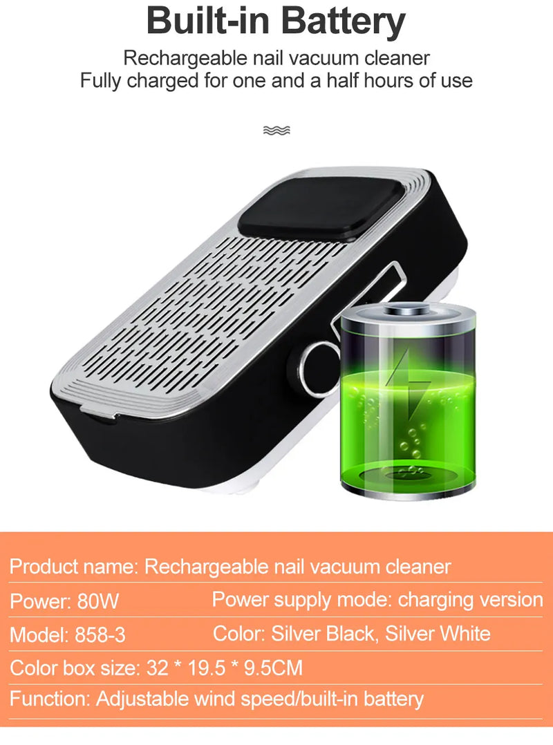 80W High Power Charge Nail Vacuum Cleaner Polish
