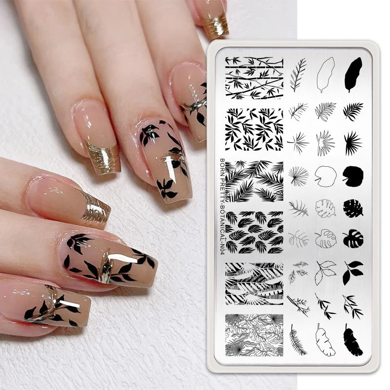 BORN PRETTY Church Window Nail Stamping Plates Butterfly Necklace Floral Line Nail Art Templates Printing Image