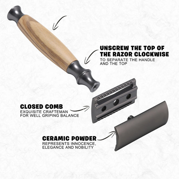 Safety Razor Made of Olive Wood for Men and Women