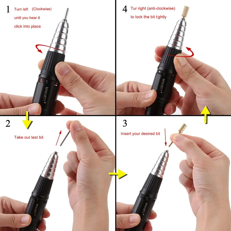Makartt Up200 Nail Drill Handpiece 3 Pins Professional E File 30000RPM for Nail Drill